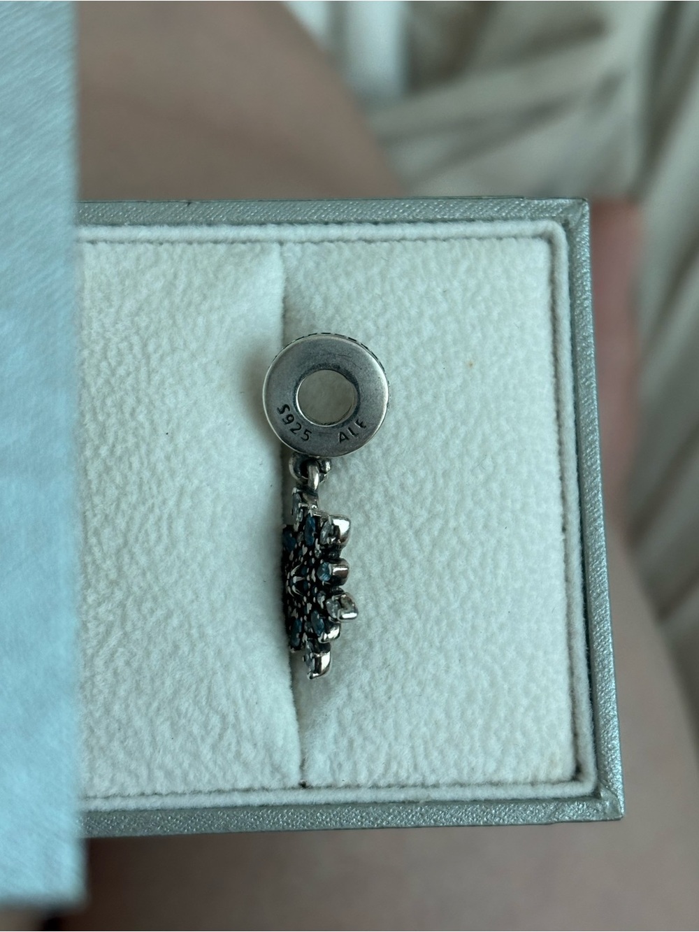 Pandora Sterling Silver Blue Snowflake Dangle Charm - Picture 3 of 4